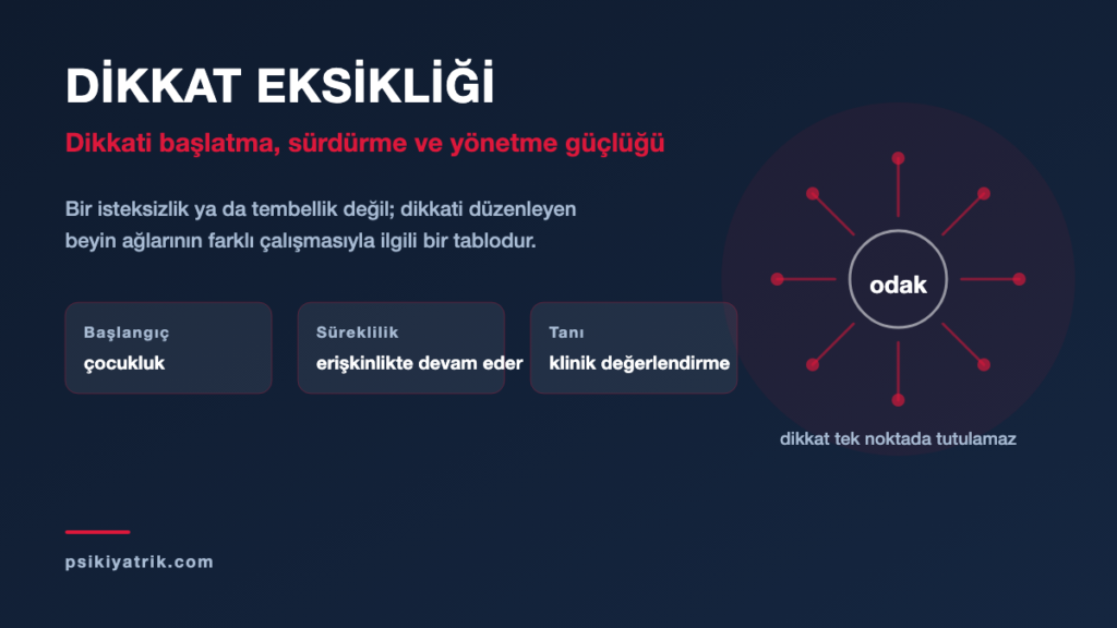 Dikkat eksikliği nedir: dikkati başlatma, sürdürme ve yönetme güçlüğü