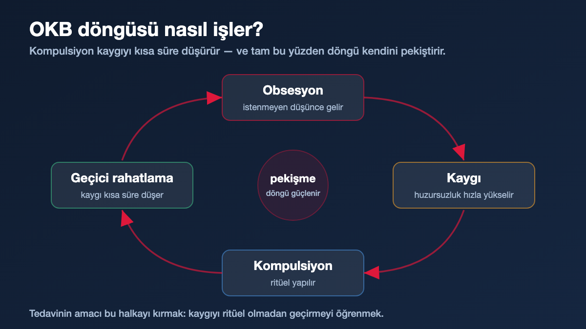 OKB döngüsü: obsesyon, kaygı, kompulsiyon ve geçici rahatlama halkası
