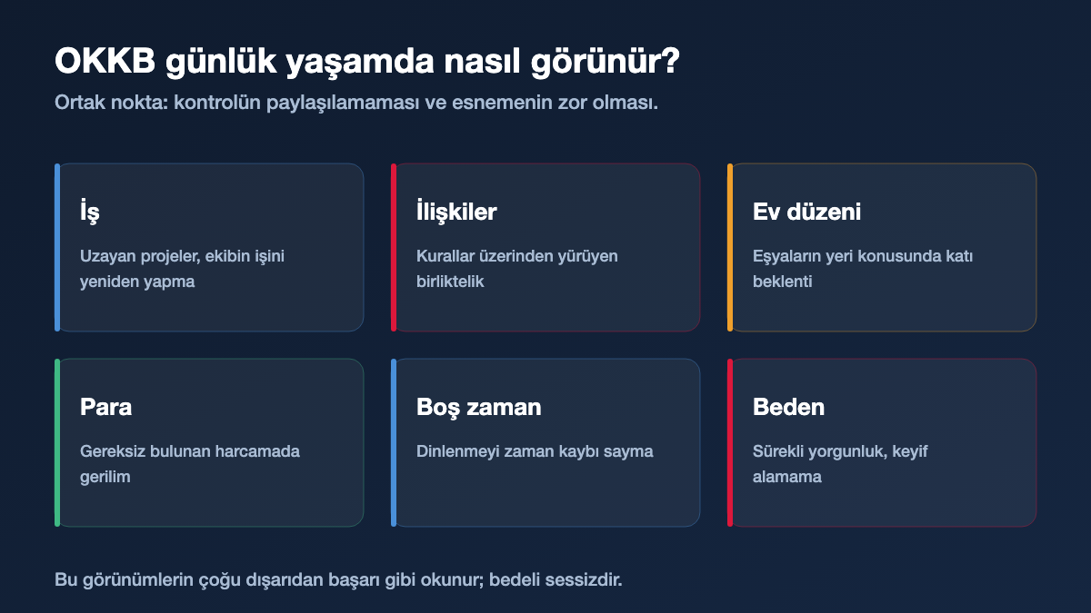 Obsesif kompulsif kişilik bozukluğunun iş, ilişki, ev ve para alanlarındaki görünümü