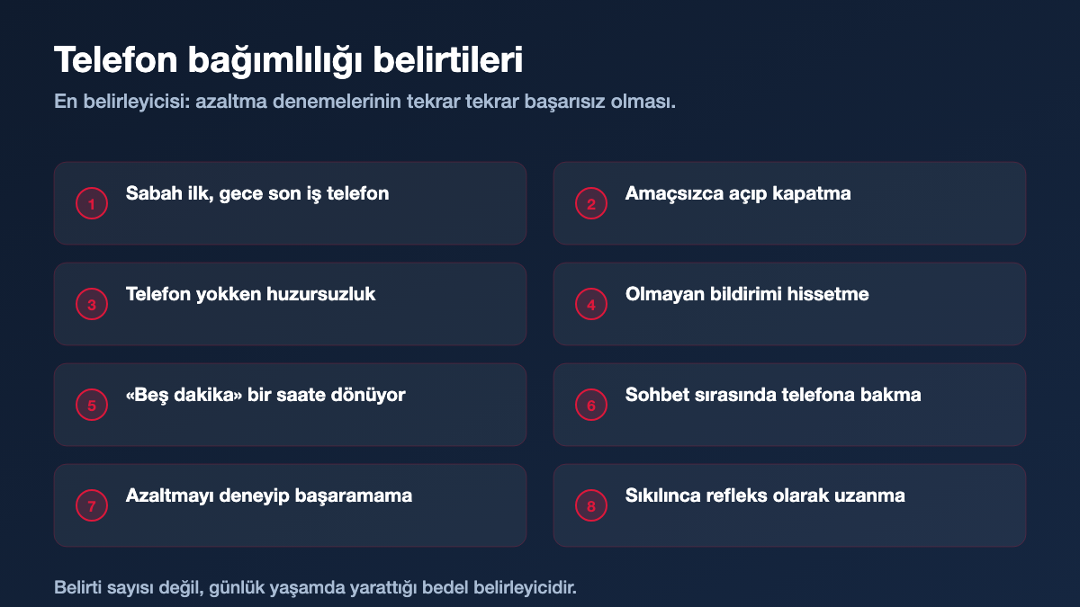 Telefon bağımlılığının sekiz yaygın belirtisi